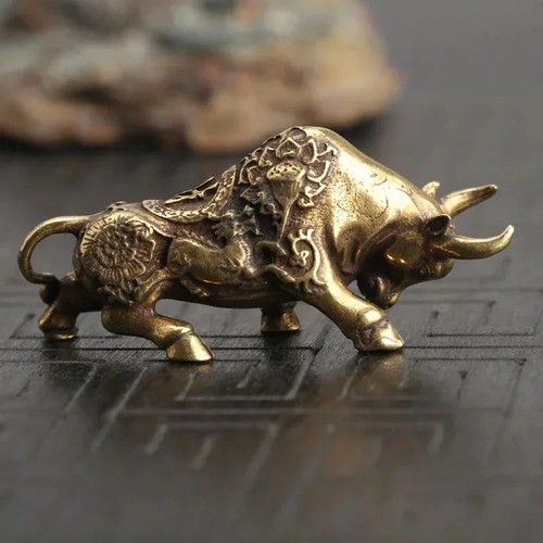 Lucky brass bull statue - bull, wealth