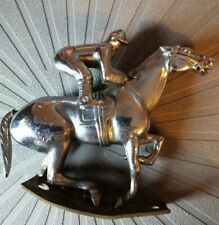 VINTAGE RACEHORSE AND JOCKEY CHROME PLATED CAR BONNET MASCOT **EST UK £53 GBP*