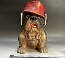 26.2" English Bulldog Figurine #335 Vtg Technics Headphone Hat Cap Mascot Statue