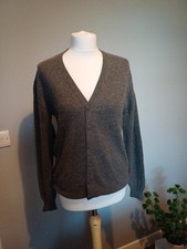 100% Cashmere Cardigan By Pierre Cardin Grey Size S Unisex Soft Winter Essential