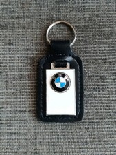 Vintage Retro Black Leather BMW Keyring Car