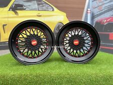 4x 18" RS Style mesh SLANT 5X120 deep dish lip wheels For BMW E34 E38 E39 E60