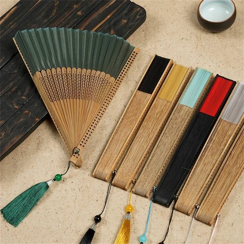 Carved bamboo folding hand fan - folding,