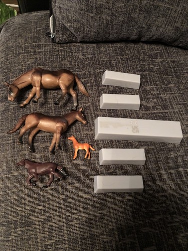 Various plastic horses - plastic,