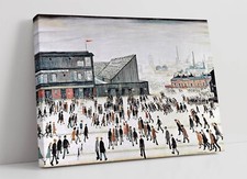 LS LOWRY, GOING TO THE MATCH- FRAMED CANVAS WALL ARTWORK PICTURE PRINT