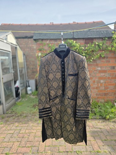 Bronze and gold men sherwani - gold, men's