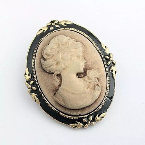 Vintage cameo brooch - brooch, enamel