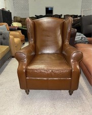 Next Brown Real Leather Wingback Chair
