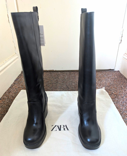 Zara leather knee high - knee-high, wedge