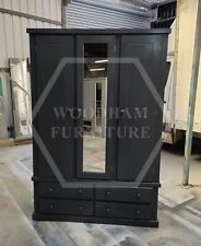 HANDMADE AYLESBURY 4 DRAWER TRIPLE WARDROBE DARK GREY (NOT FLATPACKED)