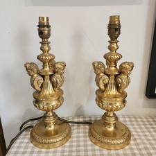 Pair Antique Cherub Sold Brass