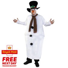 FAT SNOWMAN CHRISTMAS FANCY DRESS COSTUME HAT XMAS PARTY FUNNY NOVELTY SUIT