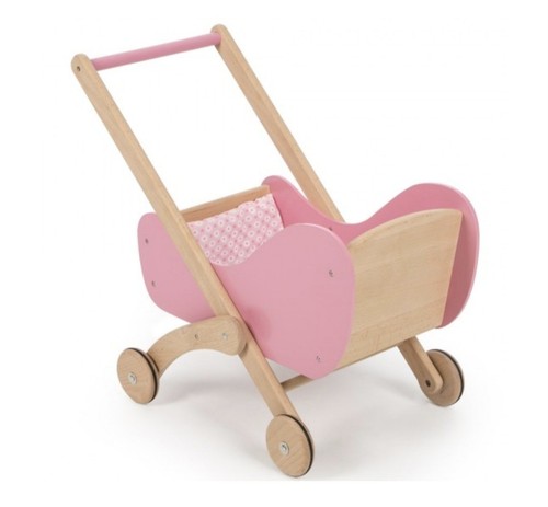 Pink wooden dolls pram - dolls, pram/buggy