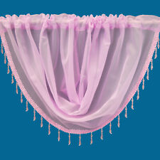 Plain Beaded Voile Swags All Colours - Net Curtains Voile Swag Valance Pelmet