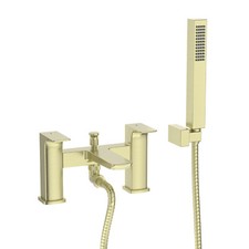 Sognare Brushed Brass Gold Bathroom Taps Single Lever Shower Tall Wall Mounted