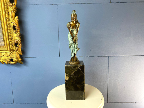 Green patinated bronze figure - patinated,