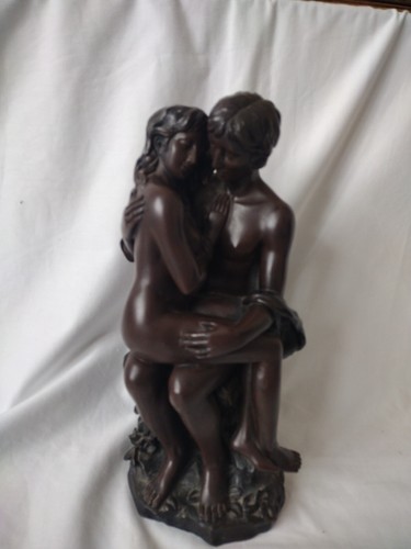 Embracing seated nude - embracing,
