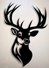 STAG HEAD METAL WALL ART HANGING black 30x20cm Gift Item SWEET