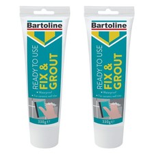 2x Bartoline Fix Grout Wall Tile Powder Fully Waterproof Cement-Based White 330g