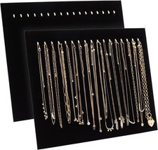2 Pack Jewelry Display for Selling Black Velvet Boutique Necklace Stands Boards