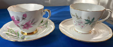Vintage Cup, Saucer Duos x 2. (4 pieces) mismatched Fine China Tableware