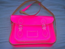 The Cambridge Satchel Company 13 Inch Leather Satchel Bag in Neon Pink