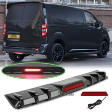 For Vauxhall Opel Vivaro Rear Bumper Diffuser Lip Spoiler LED Brake Light Carbon