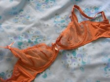 Agent Provocateur 32DD Mocha Brown Lace Underwired Bra Semi-Opaque