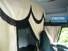 TRUCK CURTAINS FULL SET BEIGE/BLACK  DAF SCANIA VOLVO MAN MERCEDES IVECO RENAULT