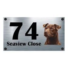 Patterdale Terrier Dog Aluminium House Sign Personalised - Your House Name/No