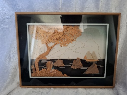 Framed cork carving - cork,