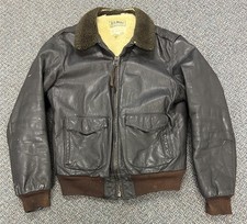 Vintage 80s LL Bean G1 Shearling Flight Bomber Jacket Mens Large 44 Brown USA