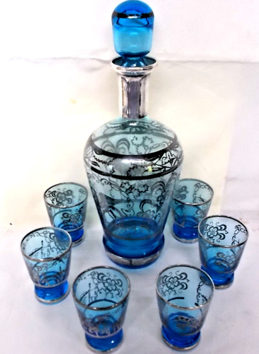 Vintage set silver overlay on - set,