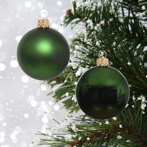 Green glass baubles - 12,