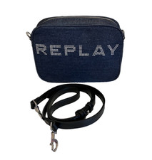 REPLAY Denim Crossbody & Clutch Bag  Dark Blue Bling Logo