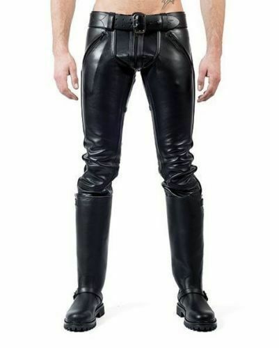 Men leather pants double - leather,