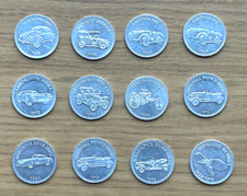 12 x Shell Collectors Coins - 11 x Historic cars & 1 x Man in Flight