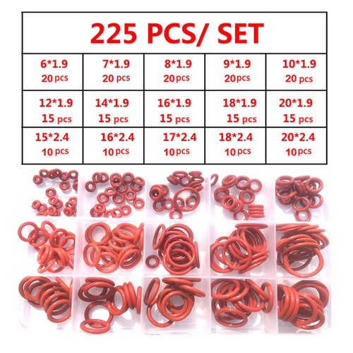 225pcs red silicone rings - 225pcs, o