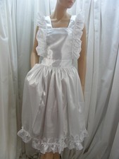adult baby sissy white satin apron fancydress cosplay vintage french maid pinny