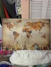 Rusty World Map Canvas Print 35x24 Inches