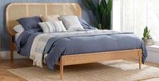 Oak and Rattan Wood Wooden Bed