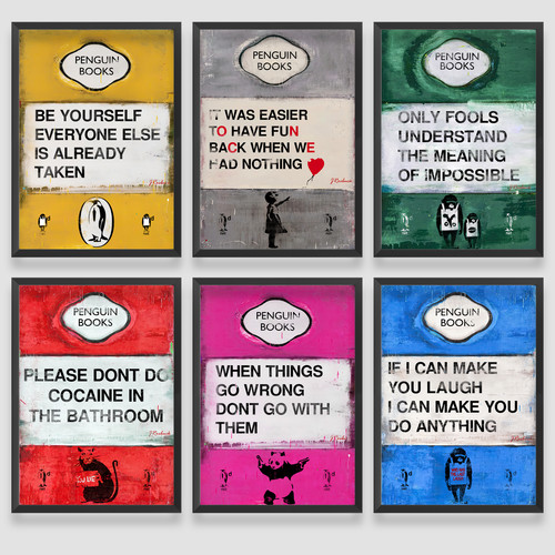 Banksy style penguin books - banksy,