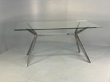 Glass & Chrome Dining Table By Calligaris Modern Minimal Design EB10357 MWOO