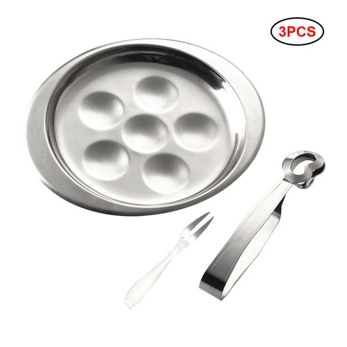 Stainless steel snail dish set - steel,