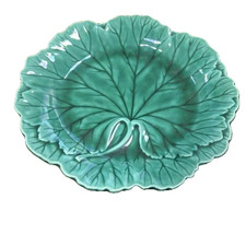 Vintage Wedgwood Majolica Etruria Barlaston Cabbage Leaf Plate Green 8" Dish
