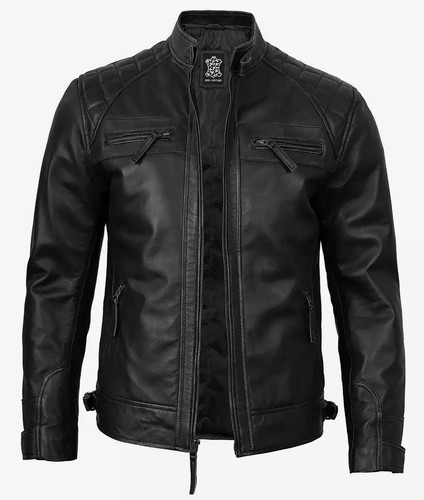 Men quilted moto biker cafe - men's,