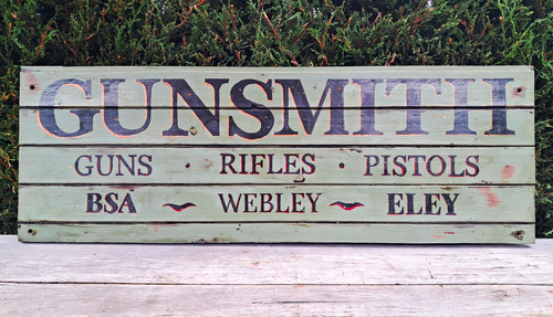 Signwritten wooden gunsmith - signwritten,