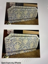 beautiful double headboard in a toile blue and cream fabric