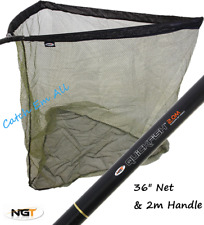 36" Inch Carp Fishing Landing Net with Metal Spreader Block & 2m Tele Handle NGT