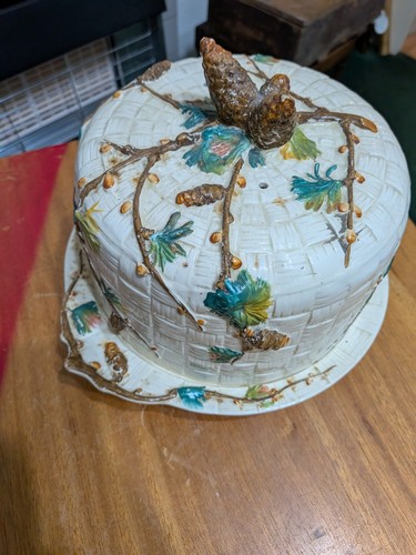 Large majolica cheese dome - cheese,